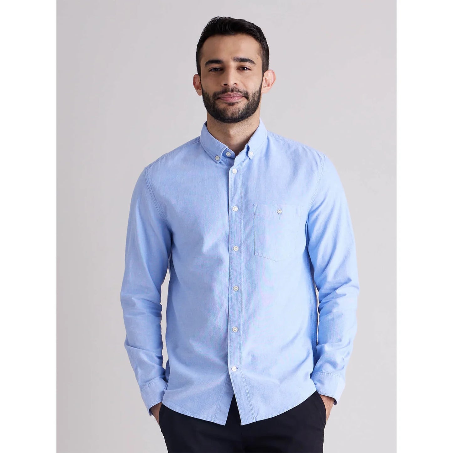Celio* Solid Regular Fit Cotton Blue Formal Shirt