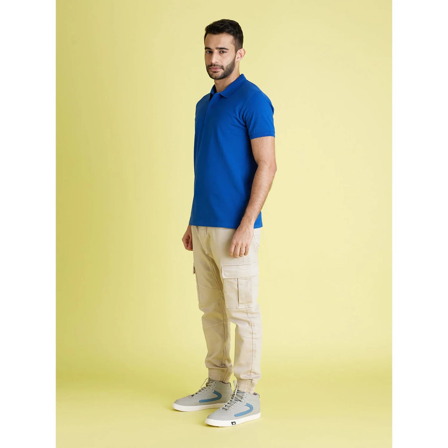 Celio* Solid Regular Fit Cotton Blue T-Shirt