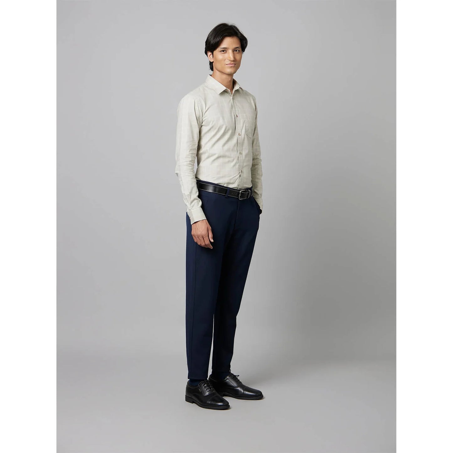 Celio* Checked Regular Fit Cotton Beige Shirt