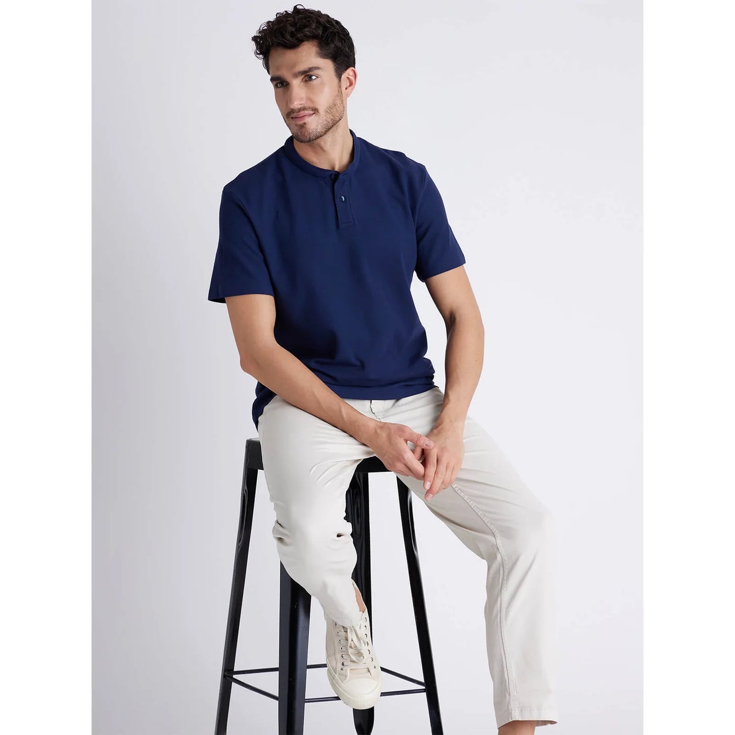 Celio* Solid Regular Fit Cotton Navy Blue T-Shirt