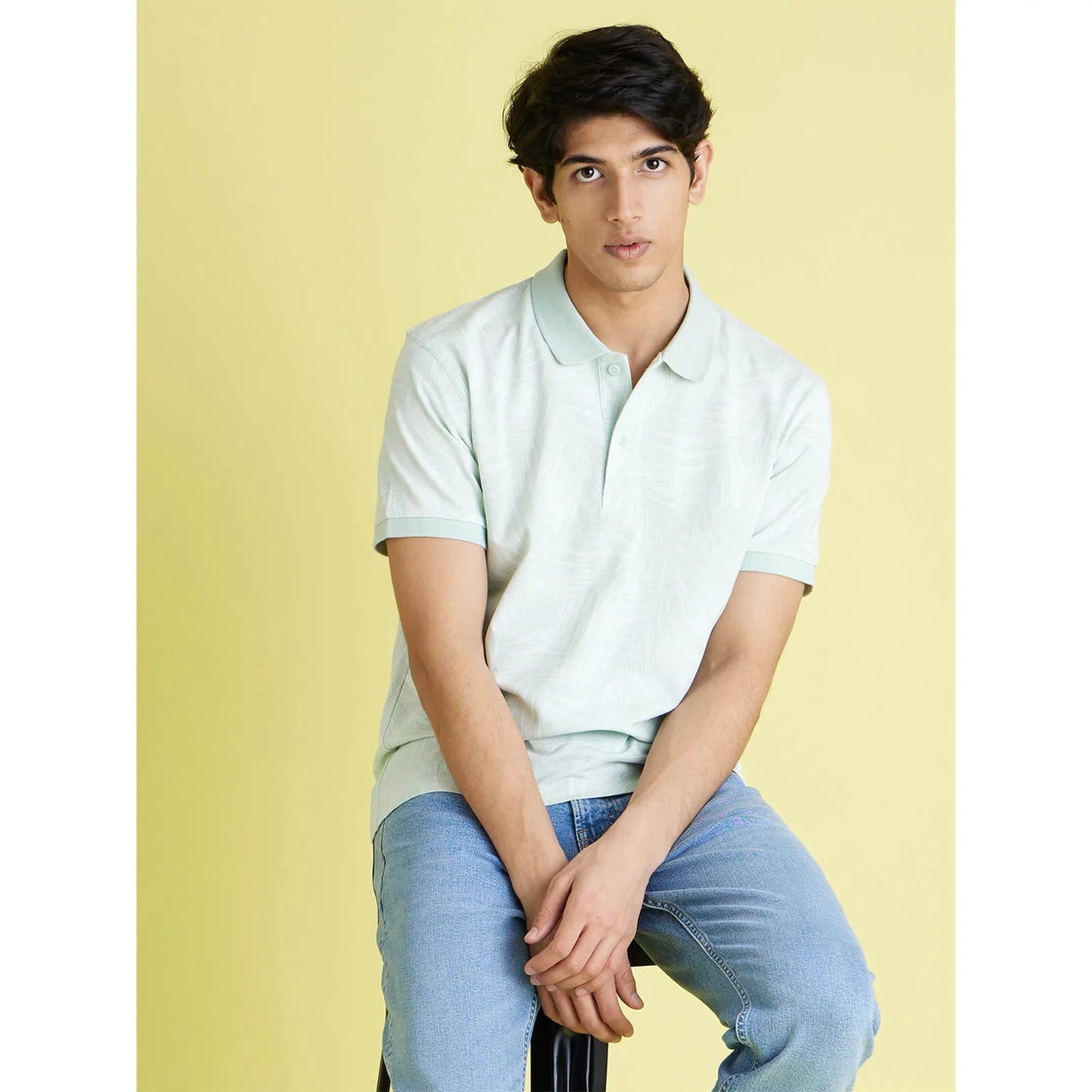 Celio* Tropical Regular Fit Cotton Green T-Shirt