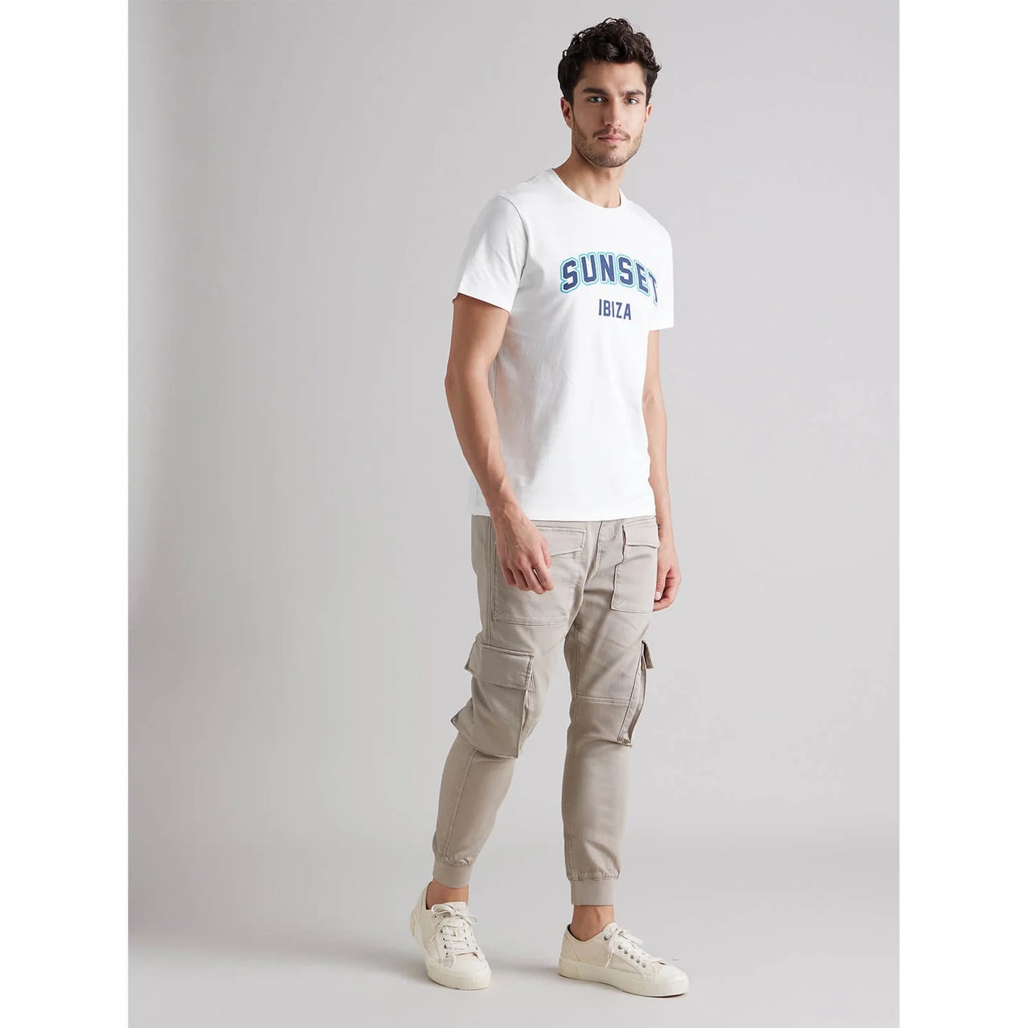 Celio* Graphics Regular Fit Cotton White T-Shirt