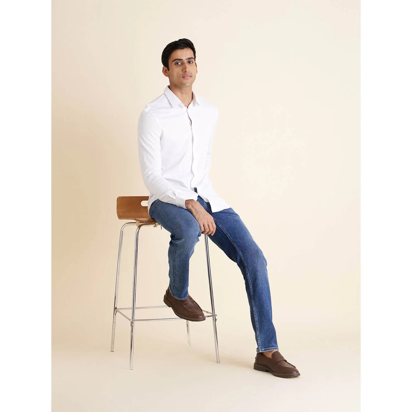 Celio* Solid Regular Fit Cotton White Formal Shirt