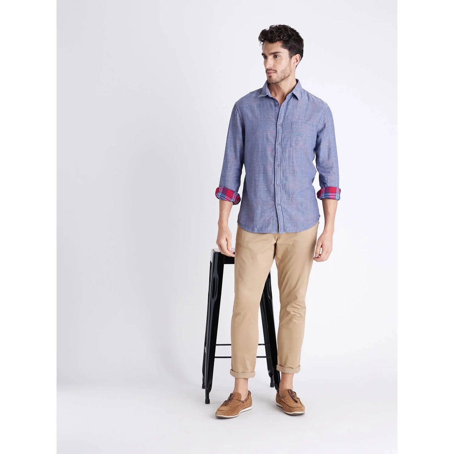 Celio* Solid Regular Fit Cotton Blue Shirt