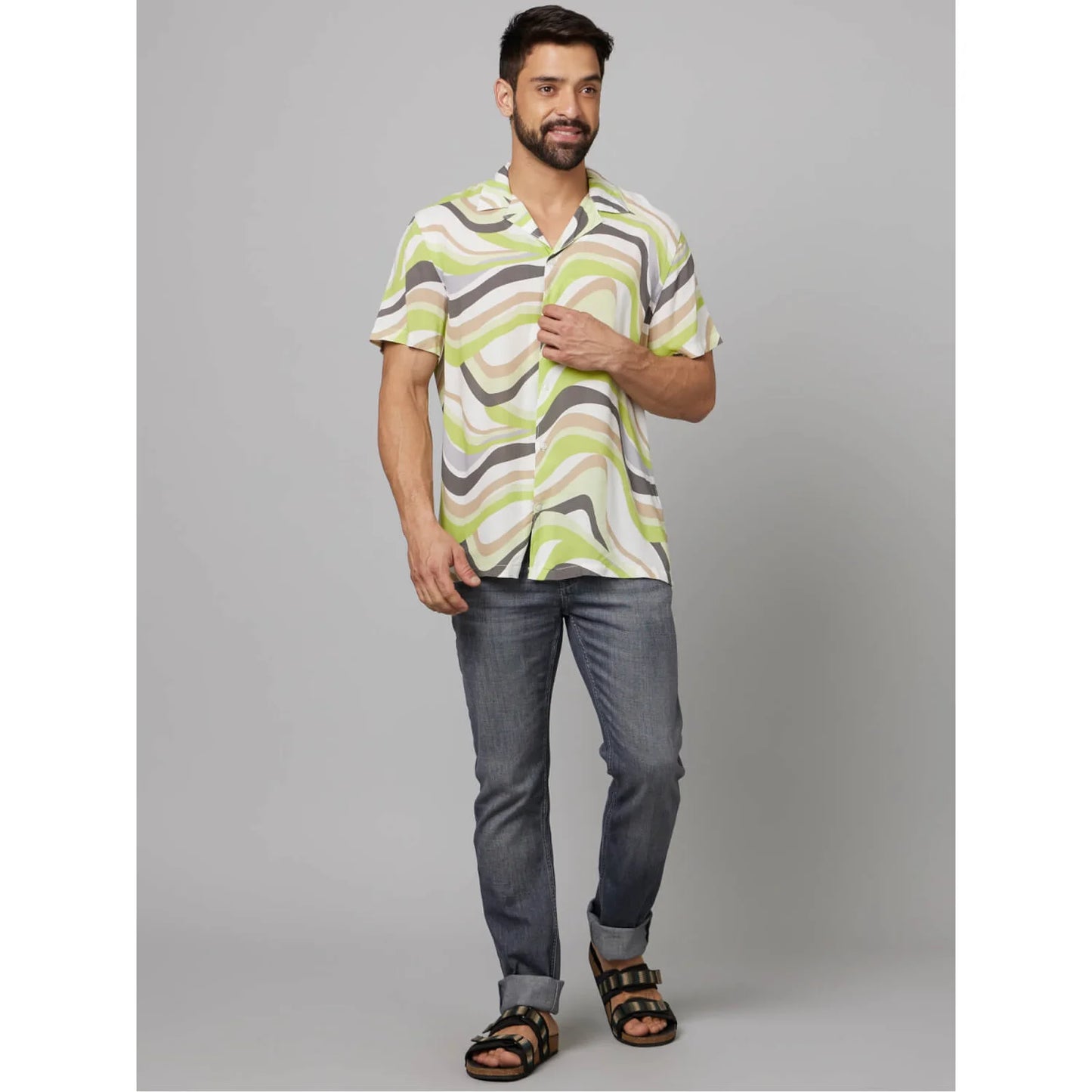 Celio* Printed Comfort Fit Cotton Multi Shirt