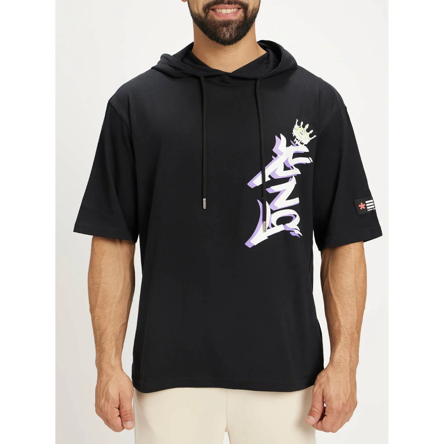 Celio* Printed Regular Fit Cotton Black T-Shirt