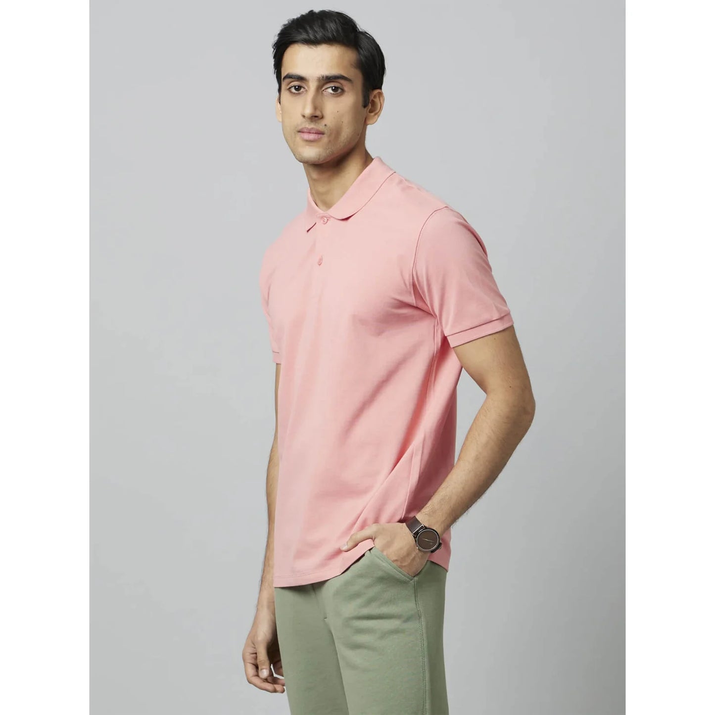 Celio* Solid Regular Fit Cotton Pink T-Shirt