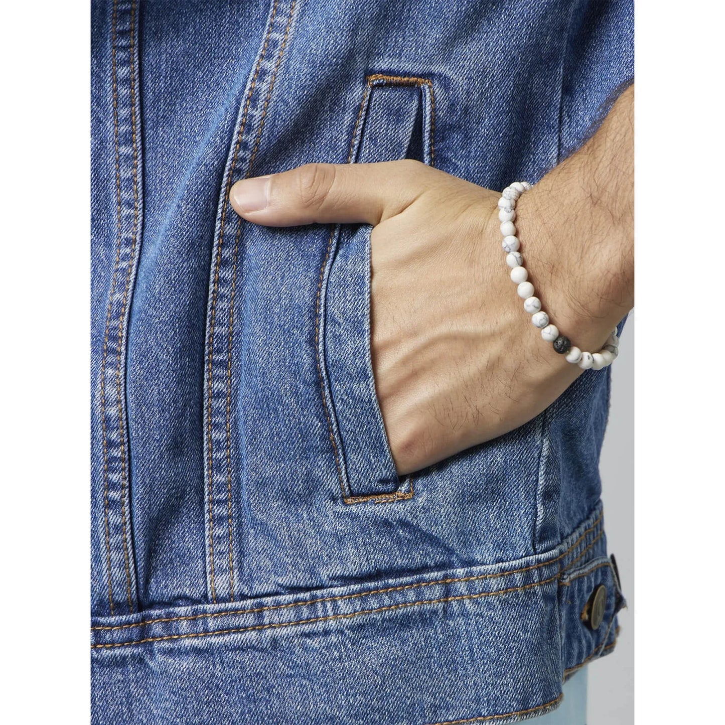 Celio* Solid Regular Fit Cotton Blue Jacket