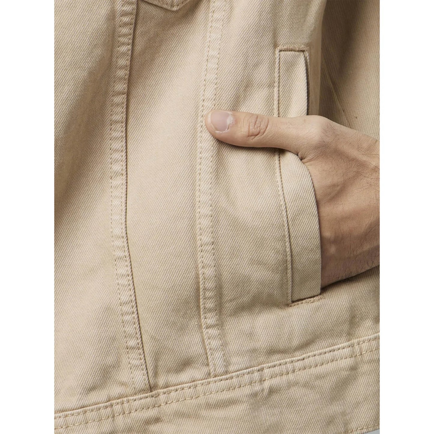 Celio* Solid Regular Fit Cotton Beige Jacket