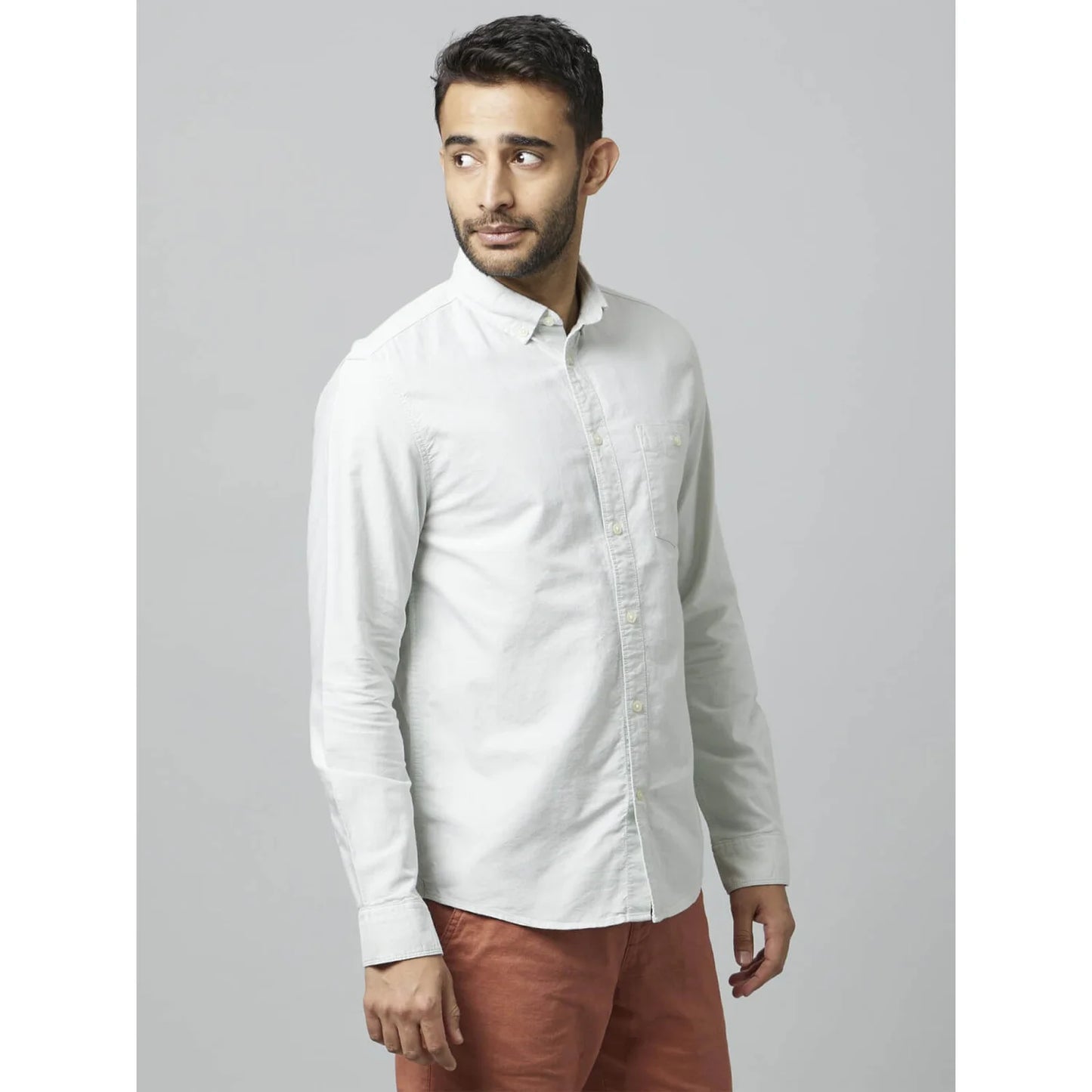 Celio* Solid Regular Fit Cotton White Formal Shirt