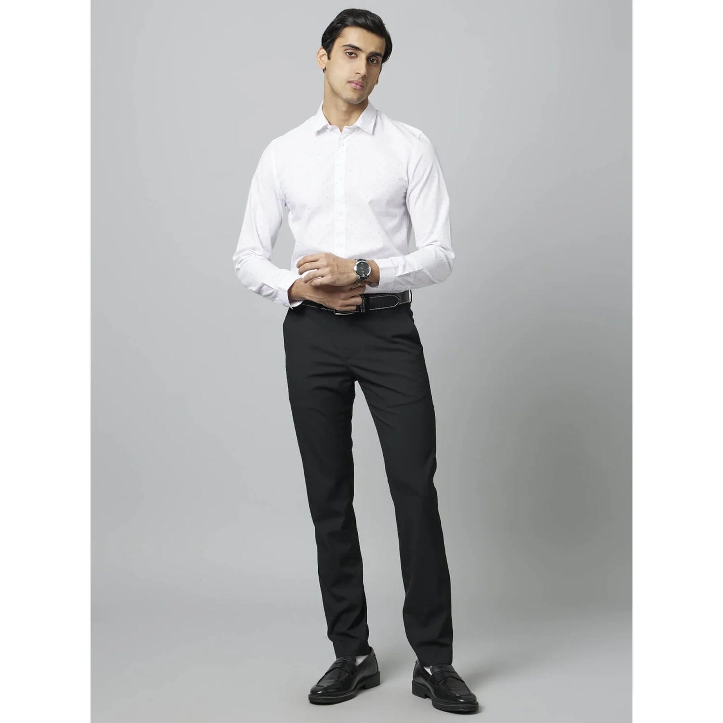 Celio* Pin-Dot Regular Fit Workwear White Formal Shirt
