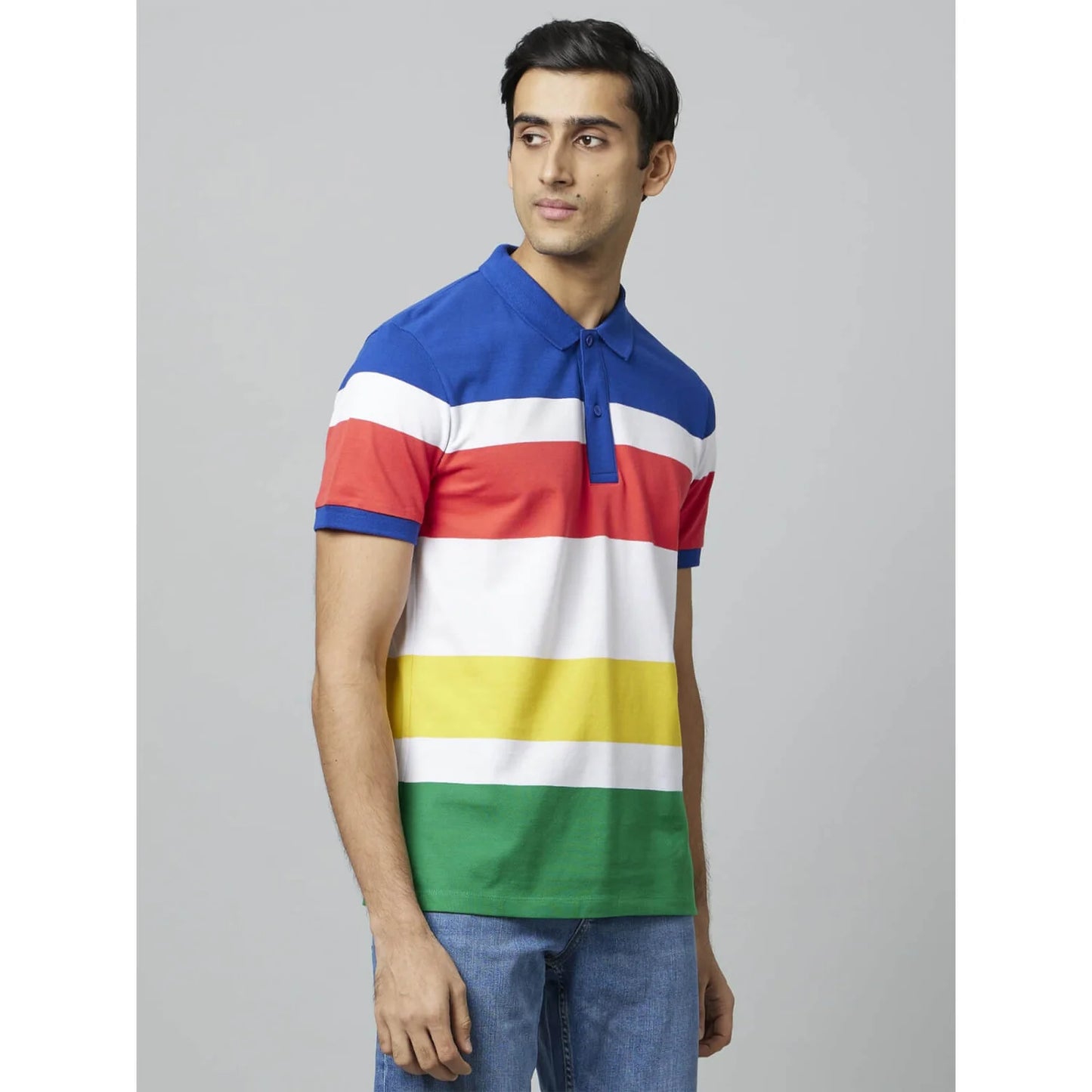 Celio* Striped Regular Fit Cotton Multi T-Shirt