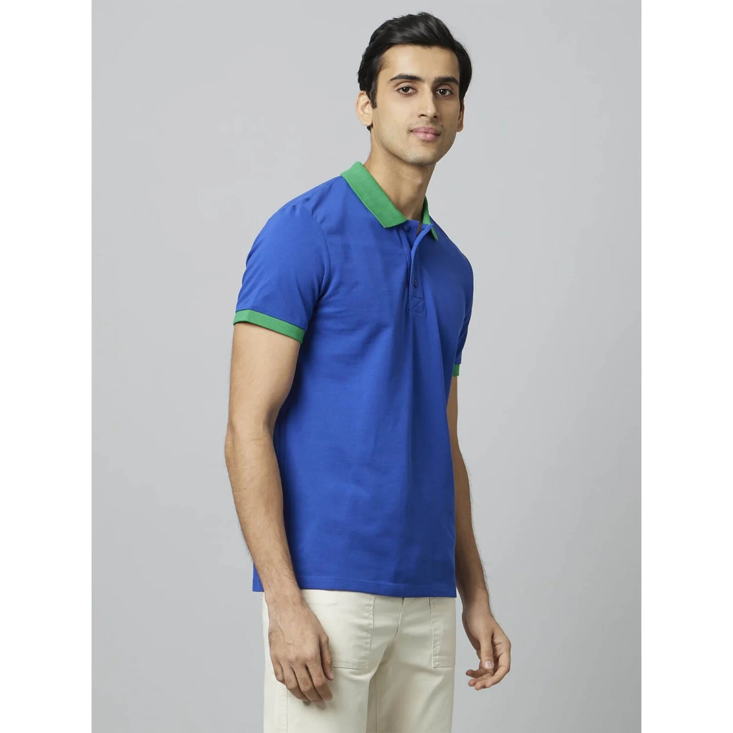 Celio* Solid Regular Fit Cotton Blue T-Shirt
