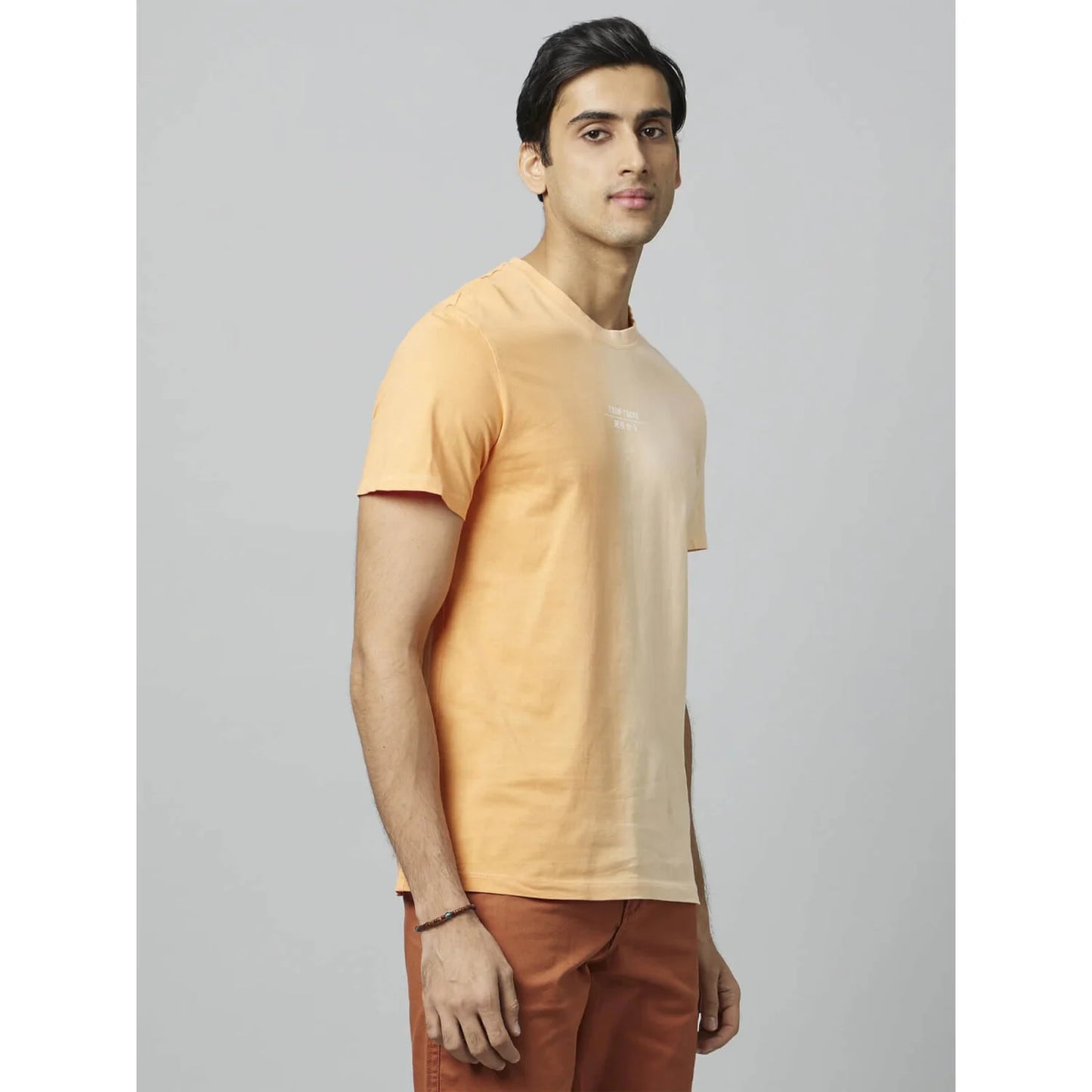 Celio* Graphics Regular Fit Cotton Orange T-Shirt