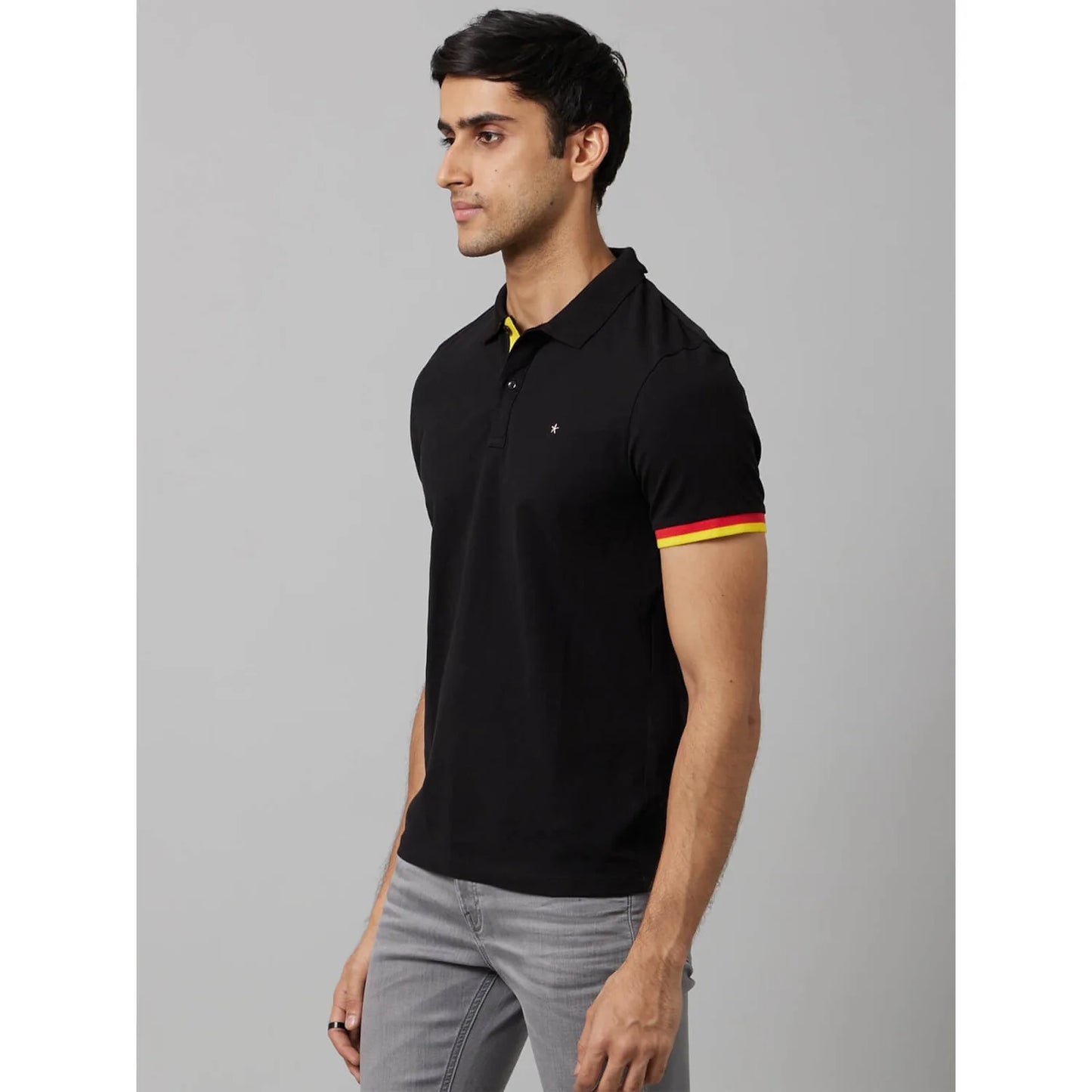 Celio* Solid Regular Fit Cotton Black T-Shirt