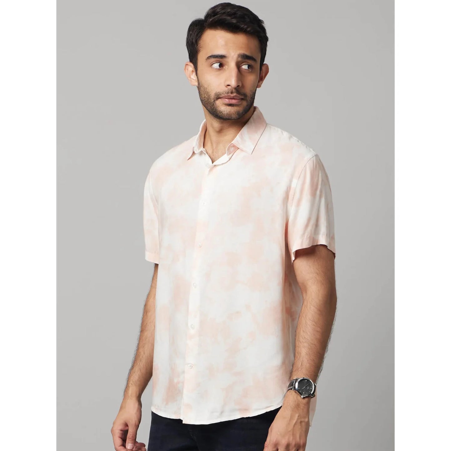 Celio* Tie Dye Regular Fit Cotton Pink Shirt