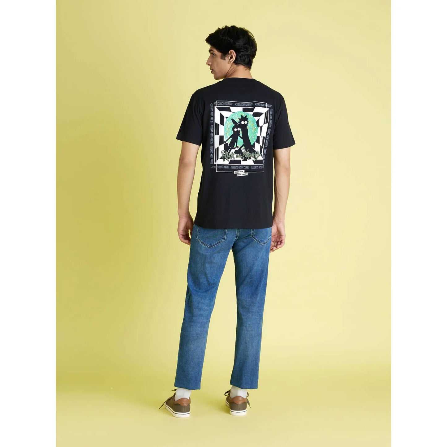 Celio* Rick & Morty Regular Fit Cotton Black T-Shirt