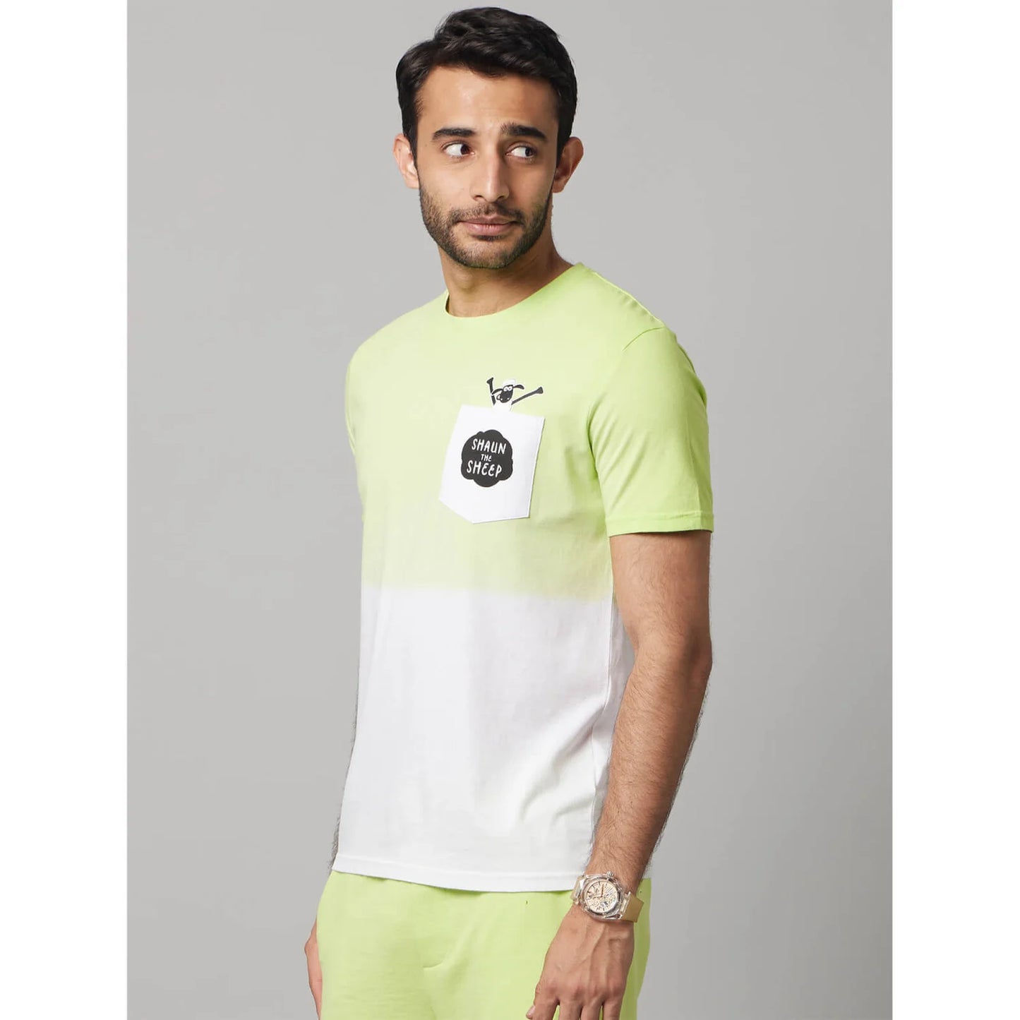 Celio* Shaun The Sheep Regular Fit Cotton Green T-Shirt