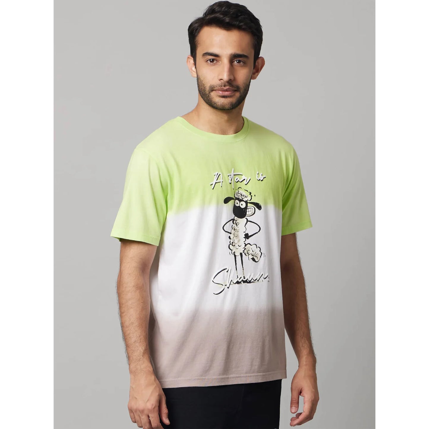 Celio* Shaun The Sheep Regular Fit Cotton Green T-Shirt