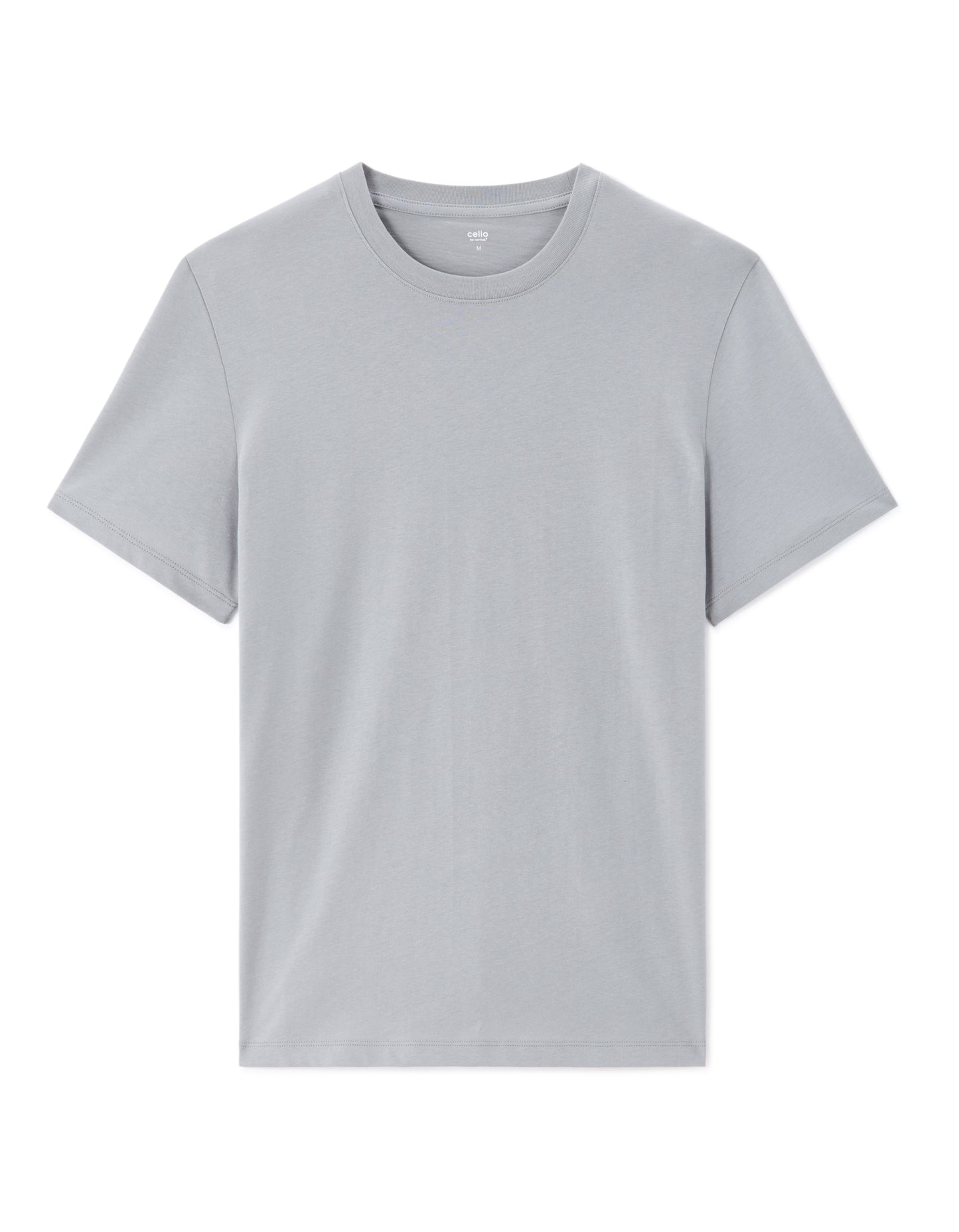 Slim Fit 100% Cotton Crew Neck T-Shirt - Blue Grey