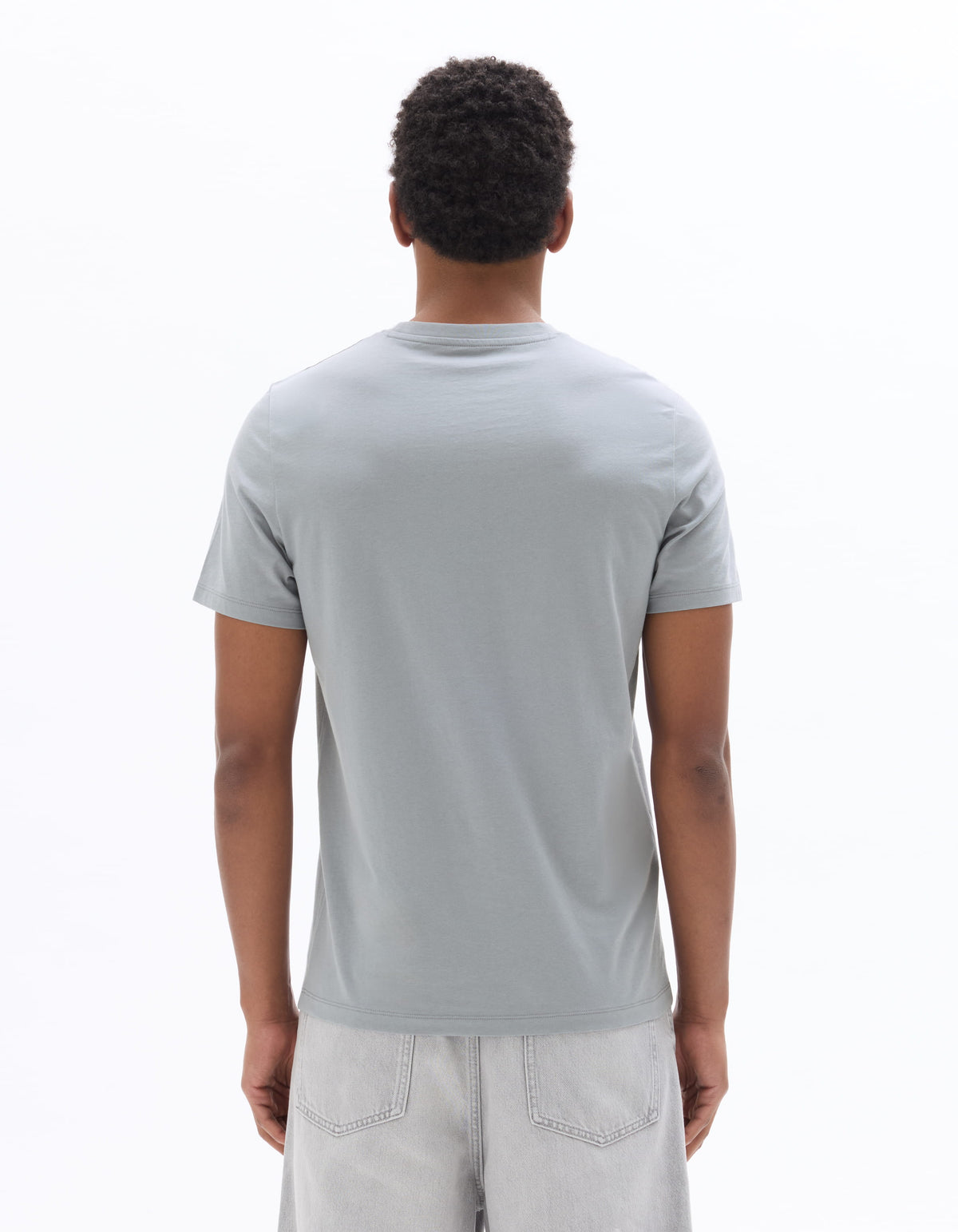 Slim Fit 100% Cotton Crew Neck T-Shirt - Blue Grey