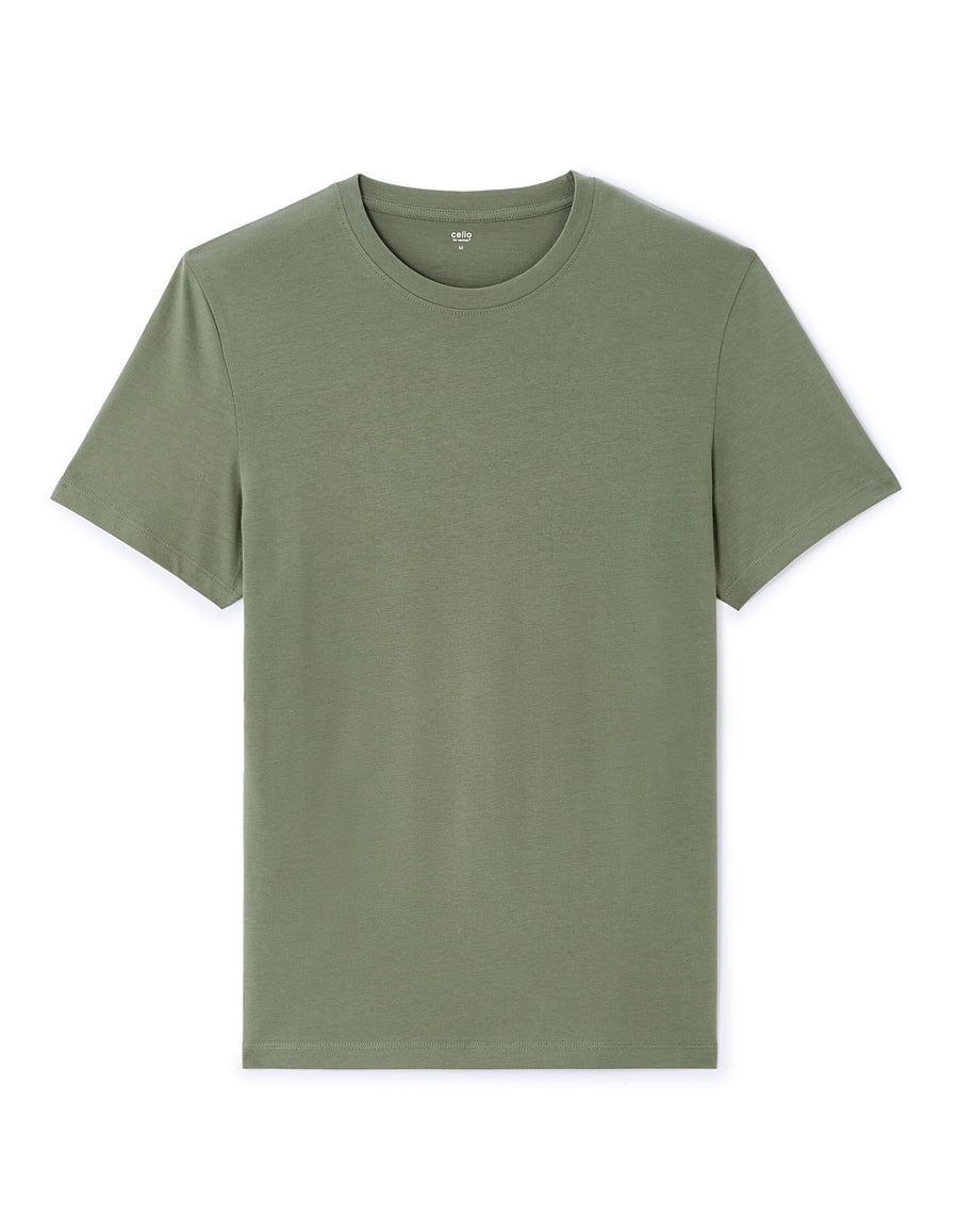 Slim Fit 100% Cotton Crew Neck T-Shirt - Green