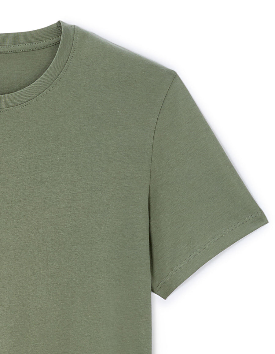 Slim Fit 100% Cotton Crew Neck T-Shirt - Green