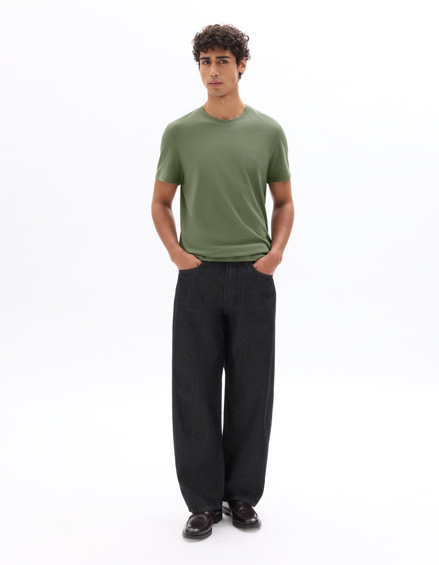 Slim Fit 100% Cotton Crew Neck T-Shirt - Green
