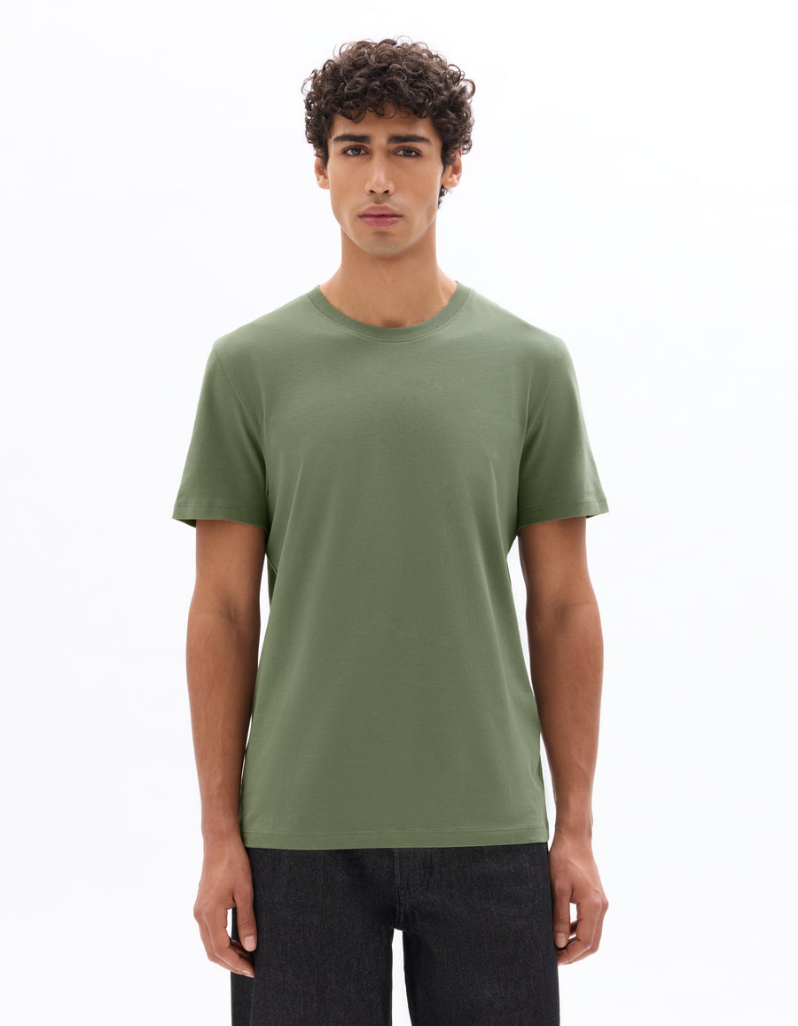 Slim Fit 100% Cotton Crew Neck T-Shirt - Green