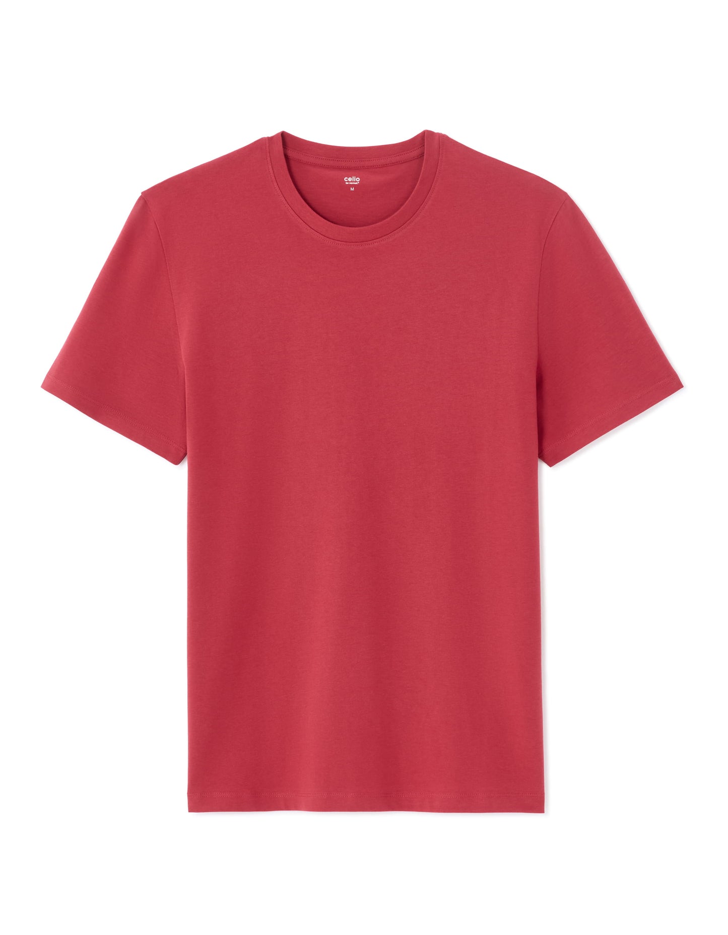 Slim Fit 100% Cotton Crew Neck T-Shirt - Red