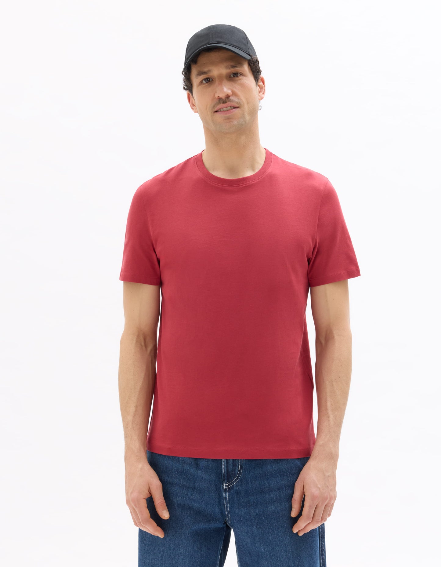 Slim Fit 100% Cotton Crew Neck T-Shirt - Red