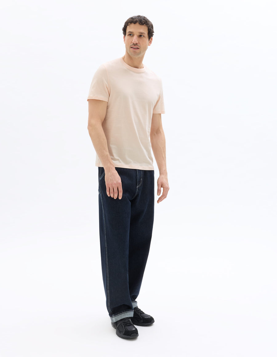 Slim Fit 100% Cotton Crew Neck T-Shirt - Orange
