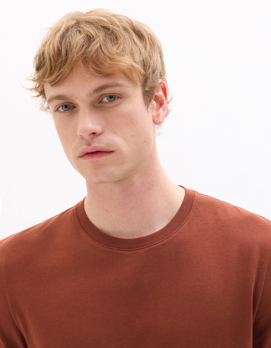Straight Fit 100% Cotton Crew Neck T-Shirt - Red
