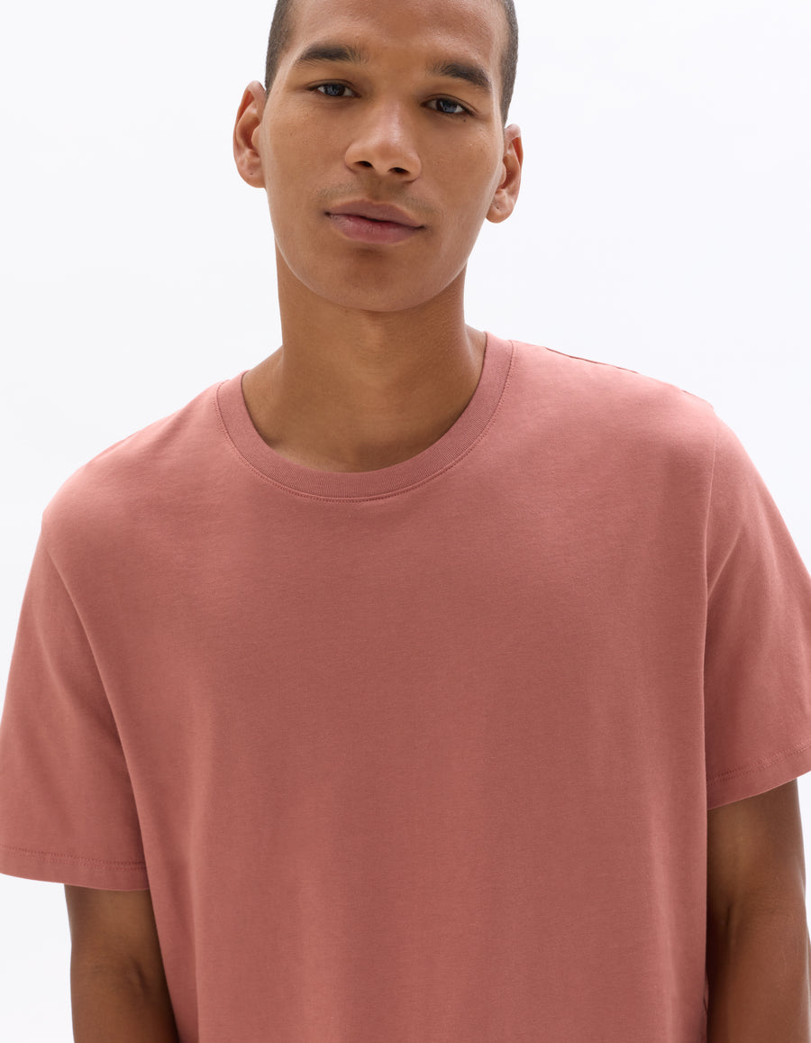 Straight Fit 100% Cotton Crew Neck T-Shirt - Pink