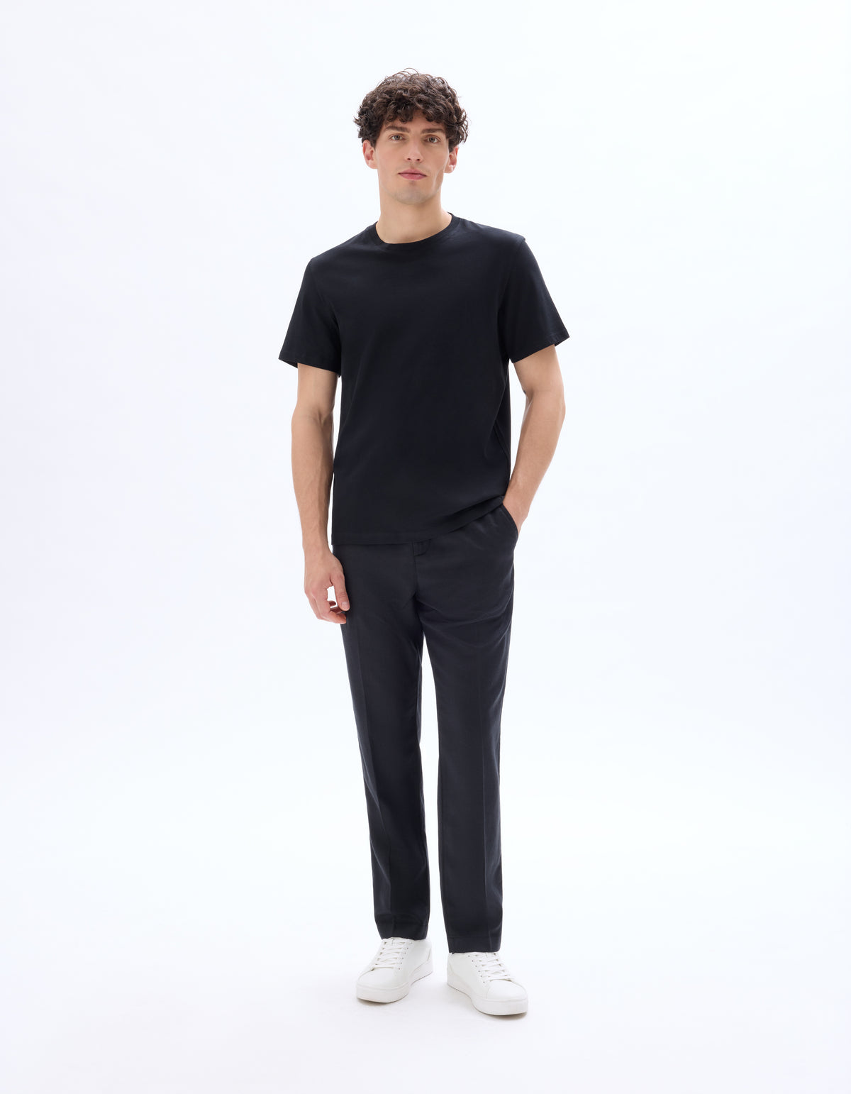 Slim Fit 100% Cotton Crew Neck T-Shirt - Black