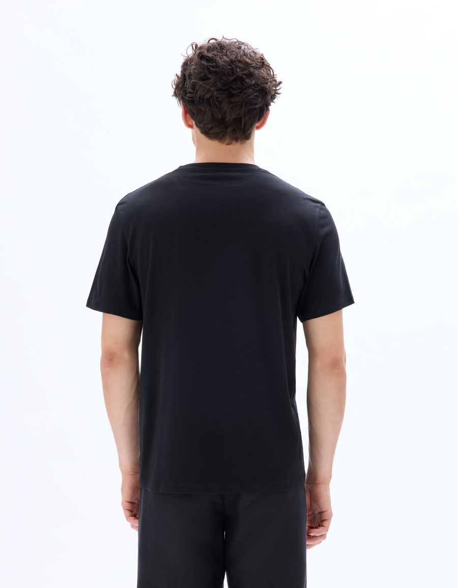 Slim Fit 100% Cotton Crew Neck T-Shirt - Black