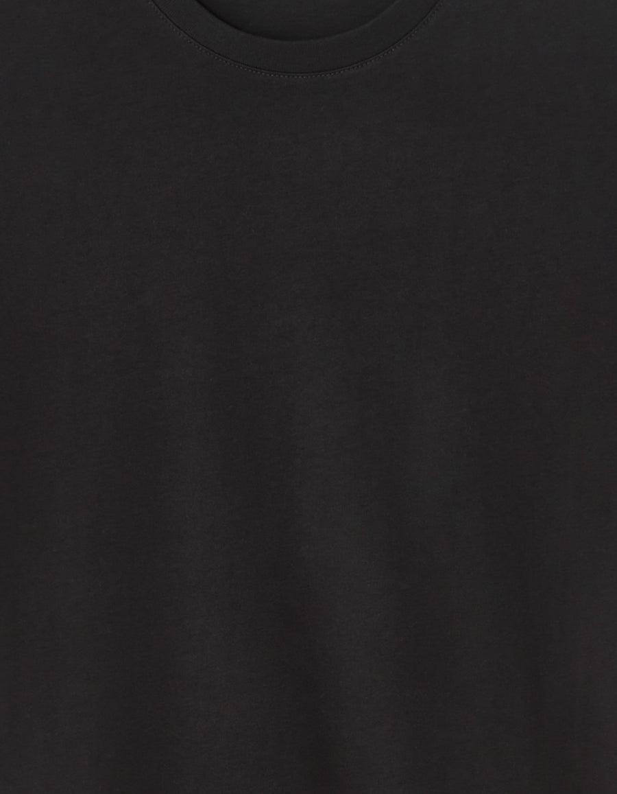 Slim Fit 100% Cotton Crew Neck T-Shirt - Black