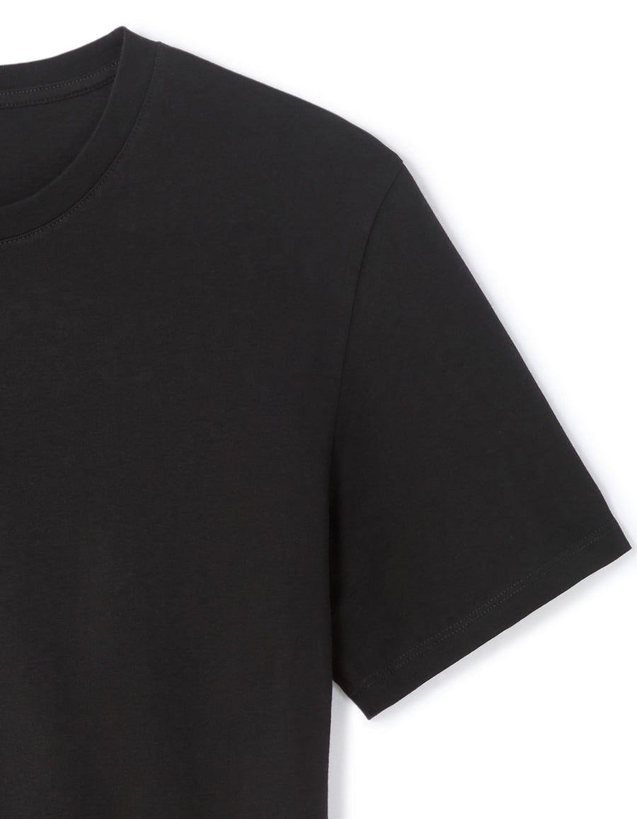 Slim Fit 100% Cotton Crew Neck T-Shirt - Black