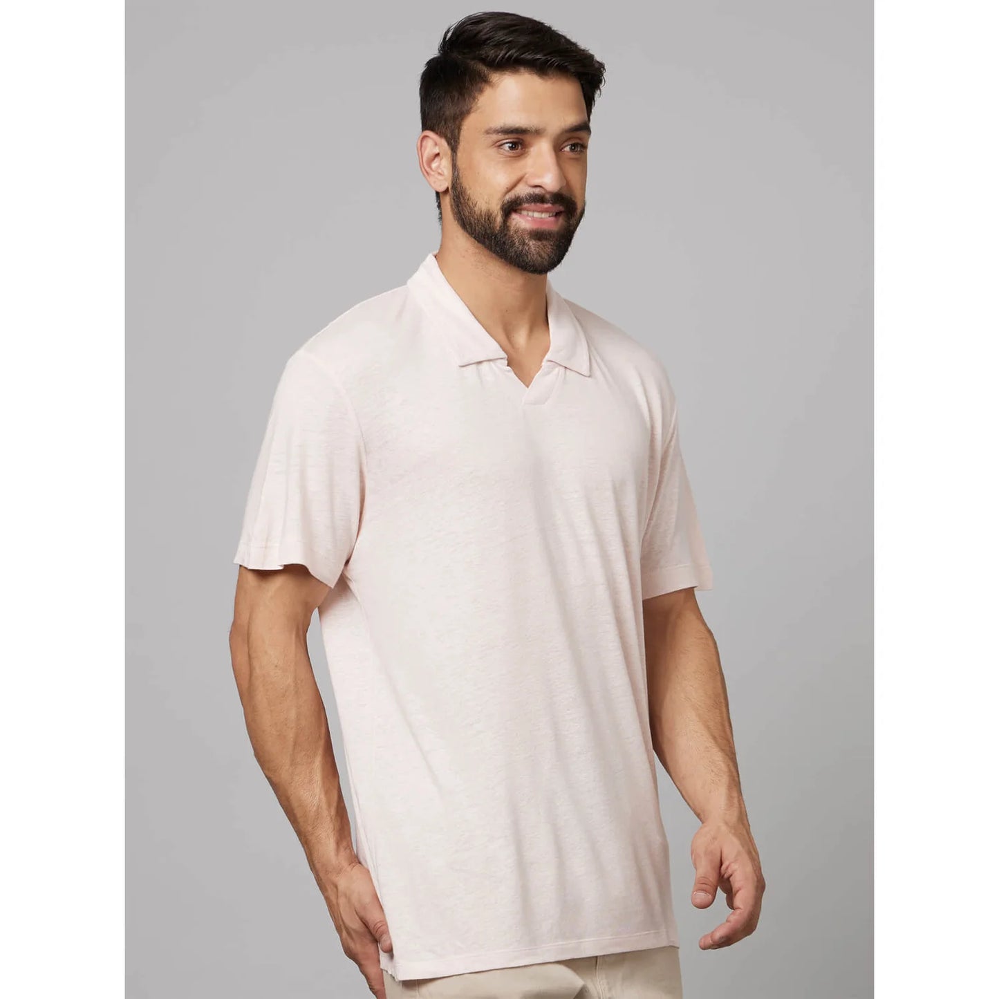 Celio* Solid Regular Fit Cotton Off White T-Shirt