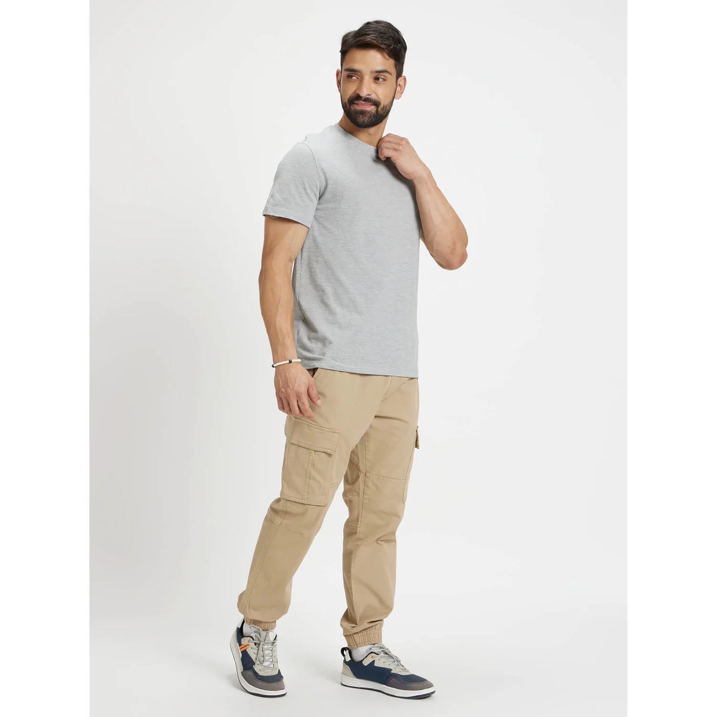 Celio* Solid Regular Fit Cotton Grey T-Shirt