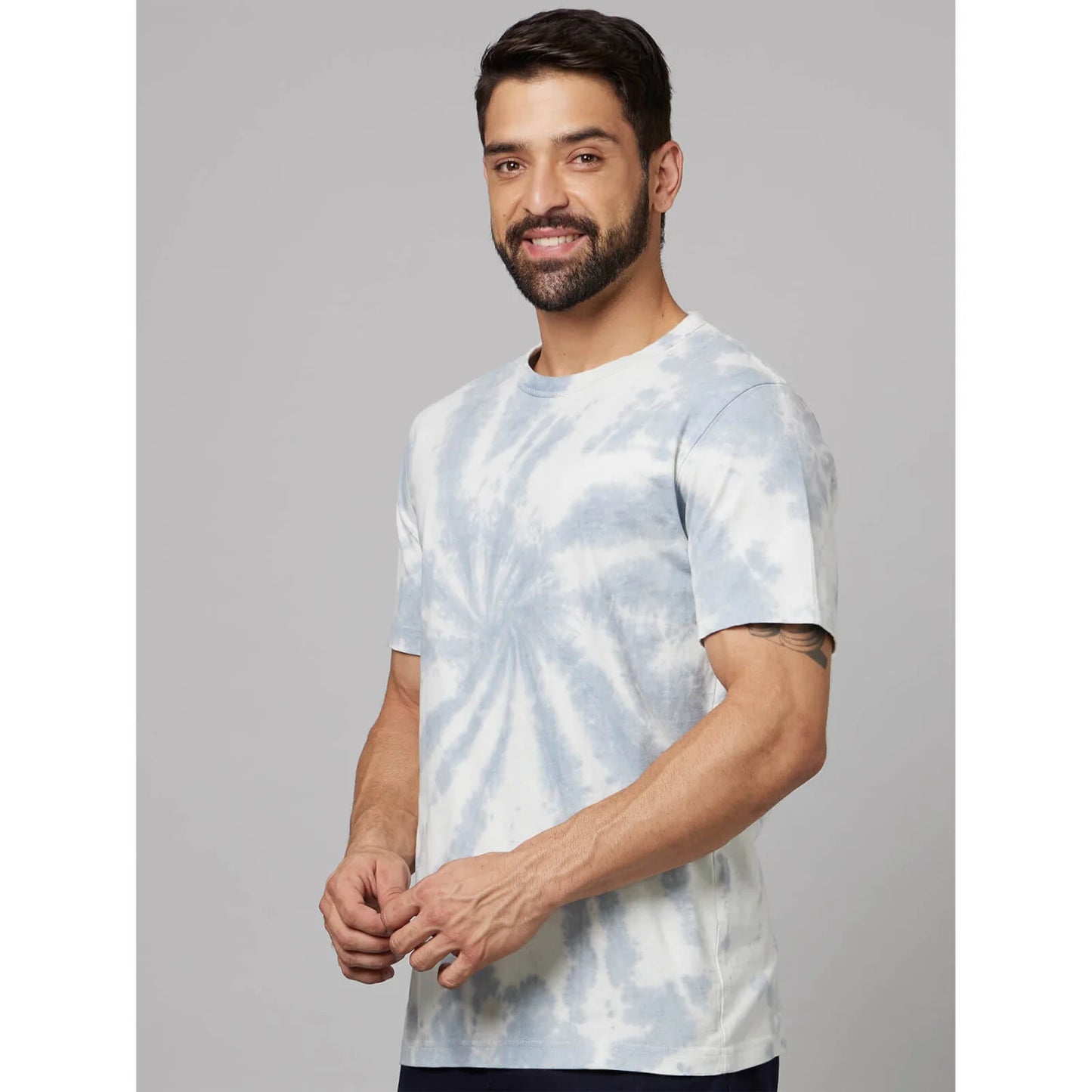 Celio* Tie Dye Regular Fit Cotton Light Blue T-Shirt