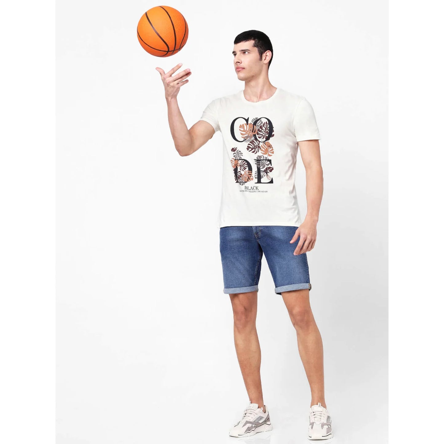 Celio* Printed Regular Fit Cotton White T-Shirt