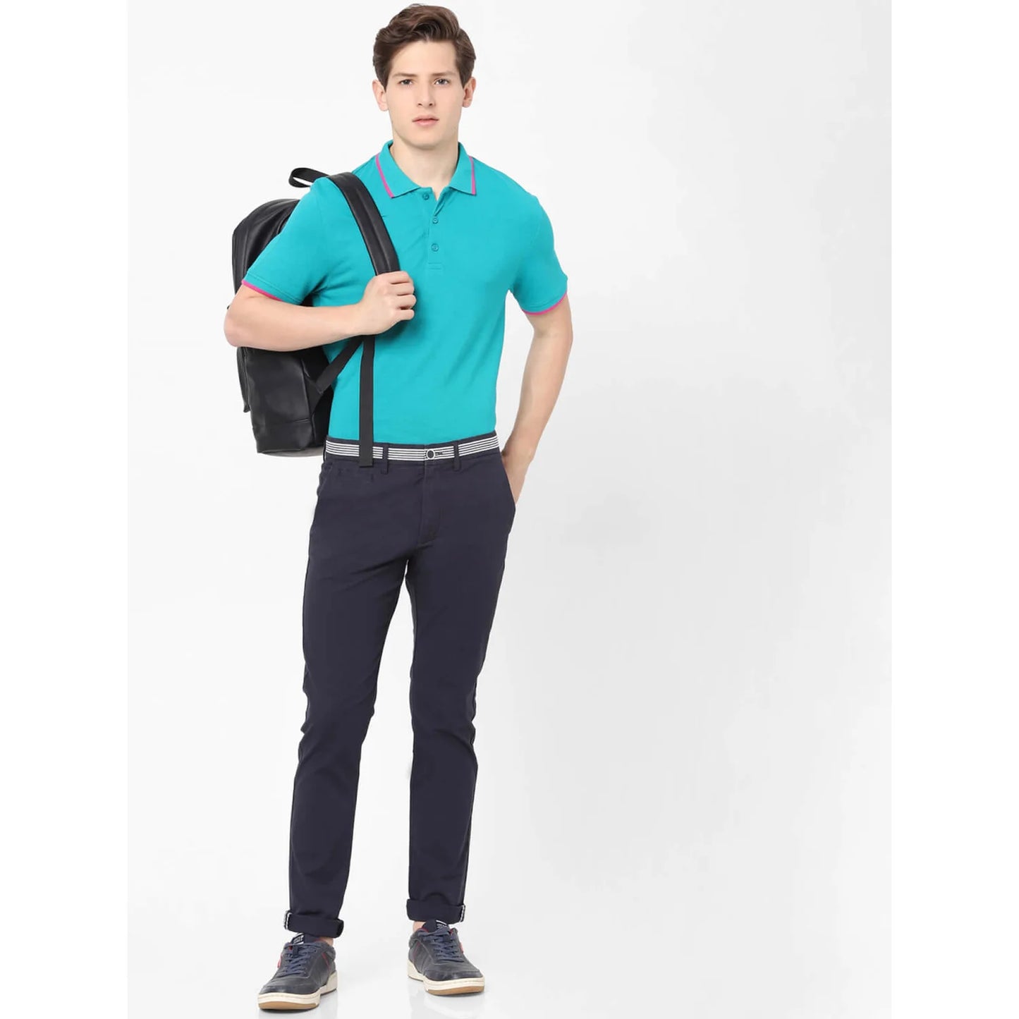 Celio* Solid Regular Fit Cotton Blue T-Shirt