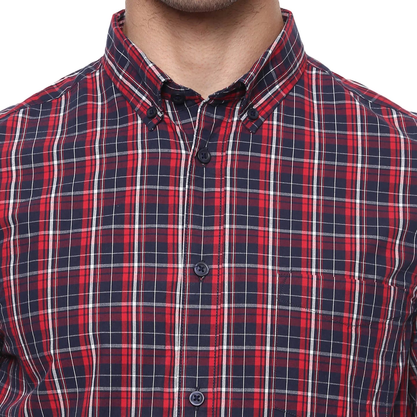 Celio* Checked Regular Fit Cotton Red Shirt