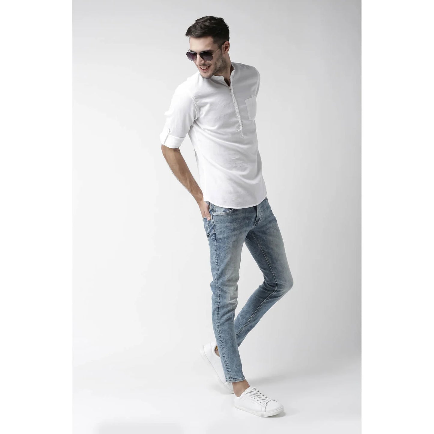 Celio* Solid Regular Fit Cotton White Shirt
