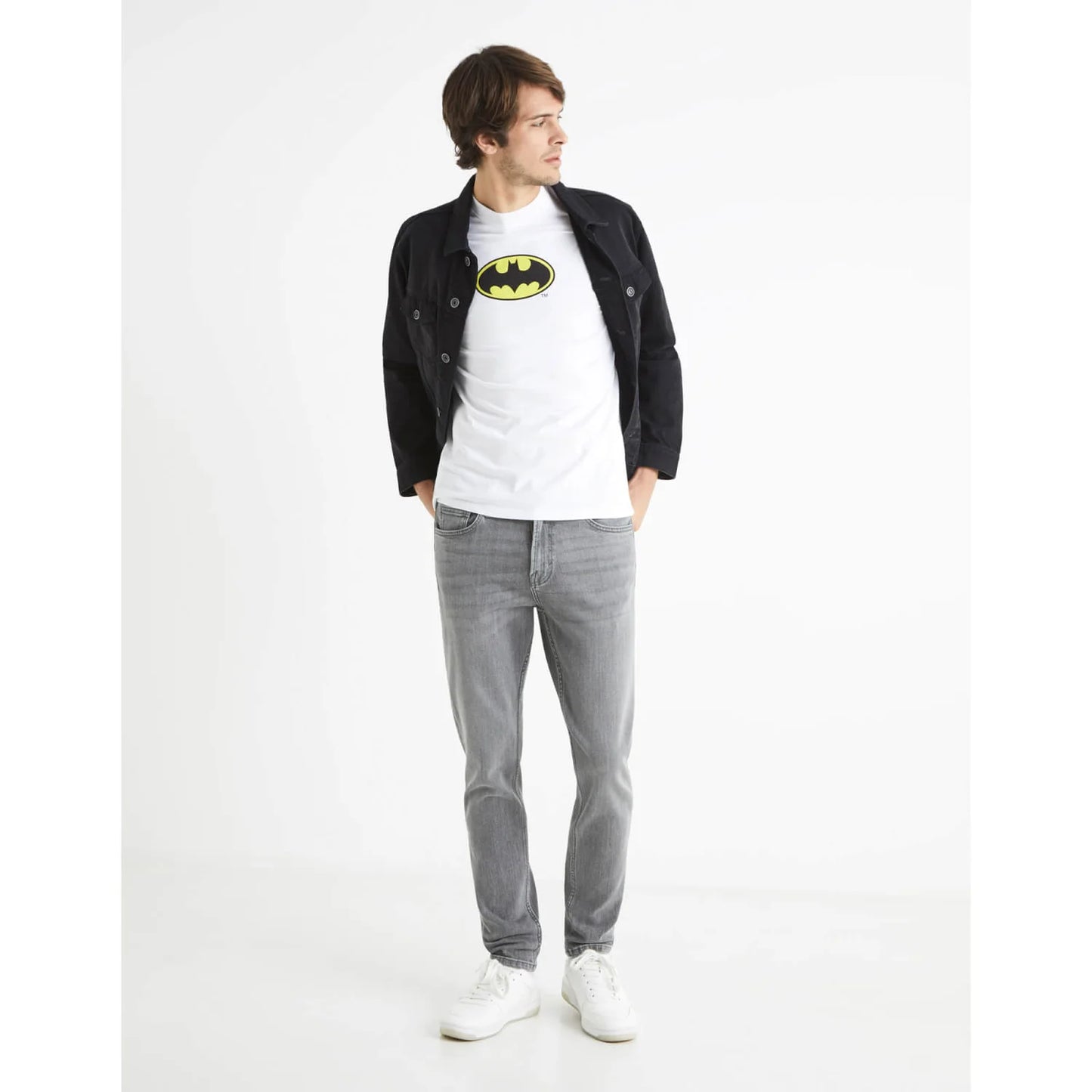 Celio* Batman Regular Fit Cotton White T-Shirt