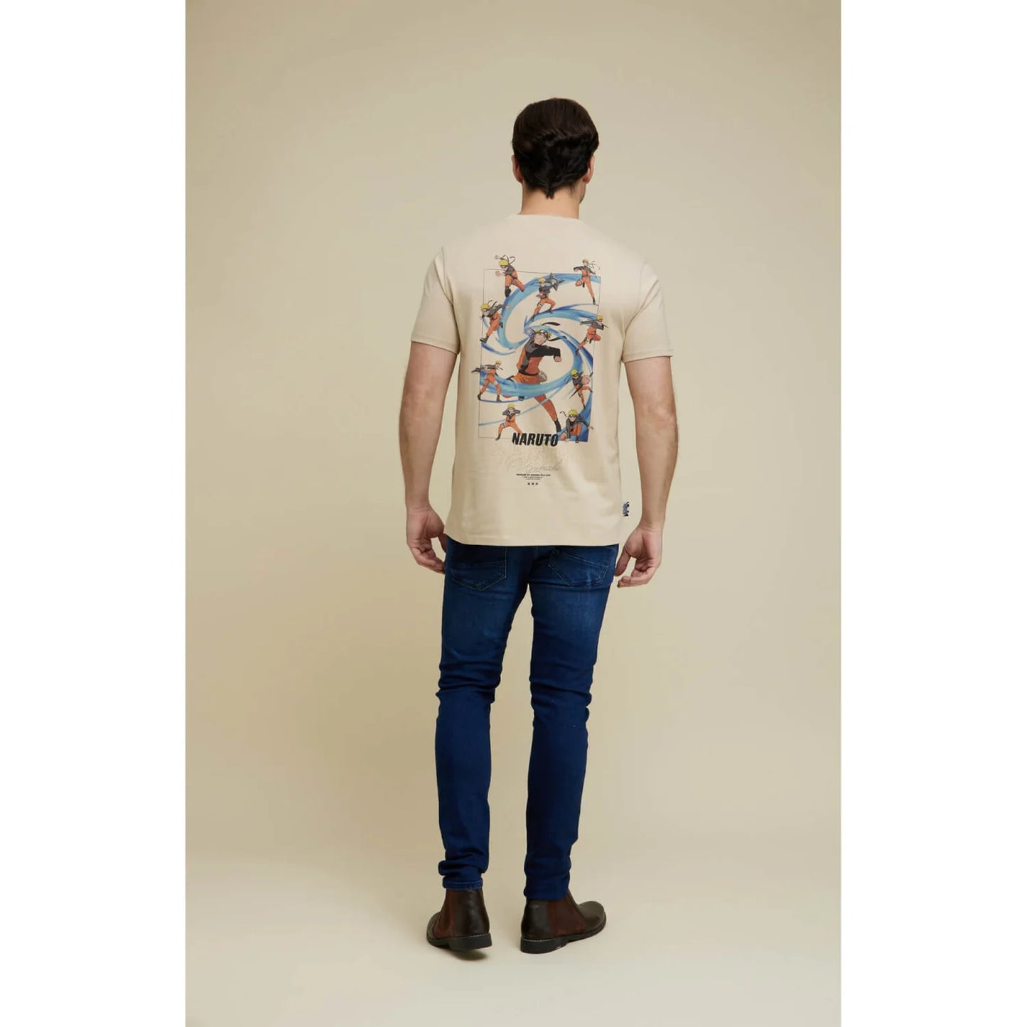 Celio* Naruto Regular Fit Cotton Beige T-Shirt