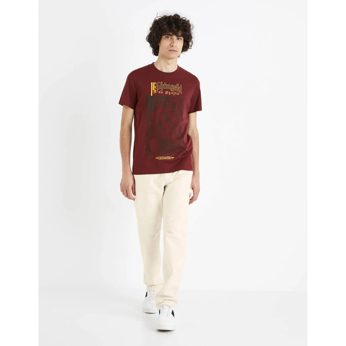 Celio* Attack Of Titan Regular Fit Cotton Burgundy T-Shirt