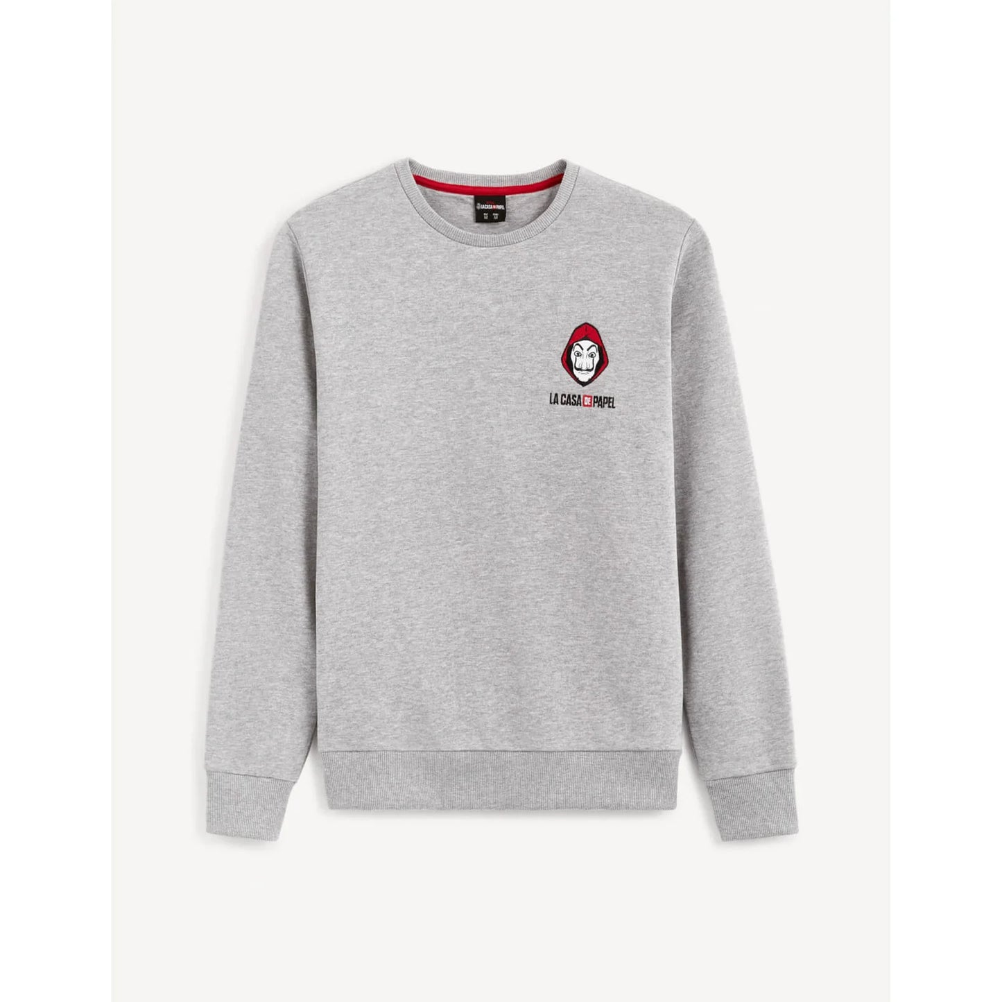 Celio* Printed Regular Fit Cotton-Blend Grey Sweatshirt