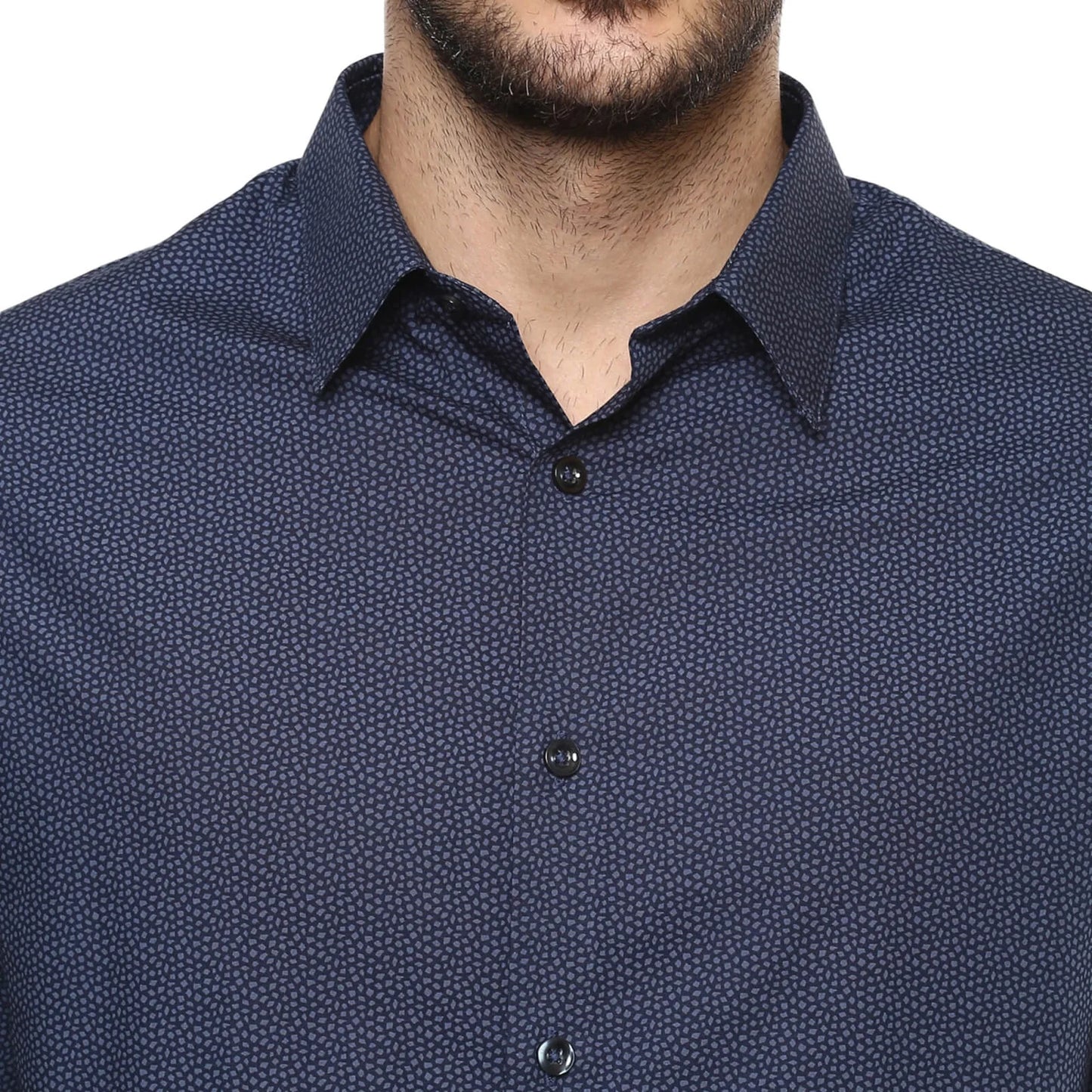 Celio* Printed Regular Fit Cotton Navy Blue Shirt
